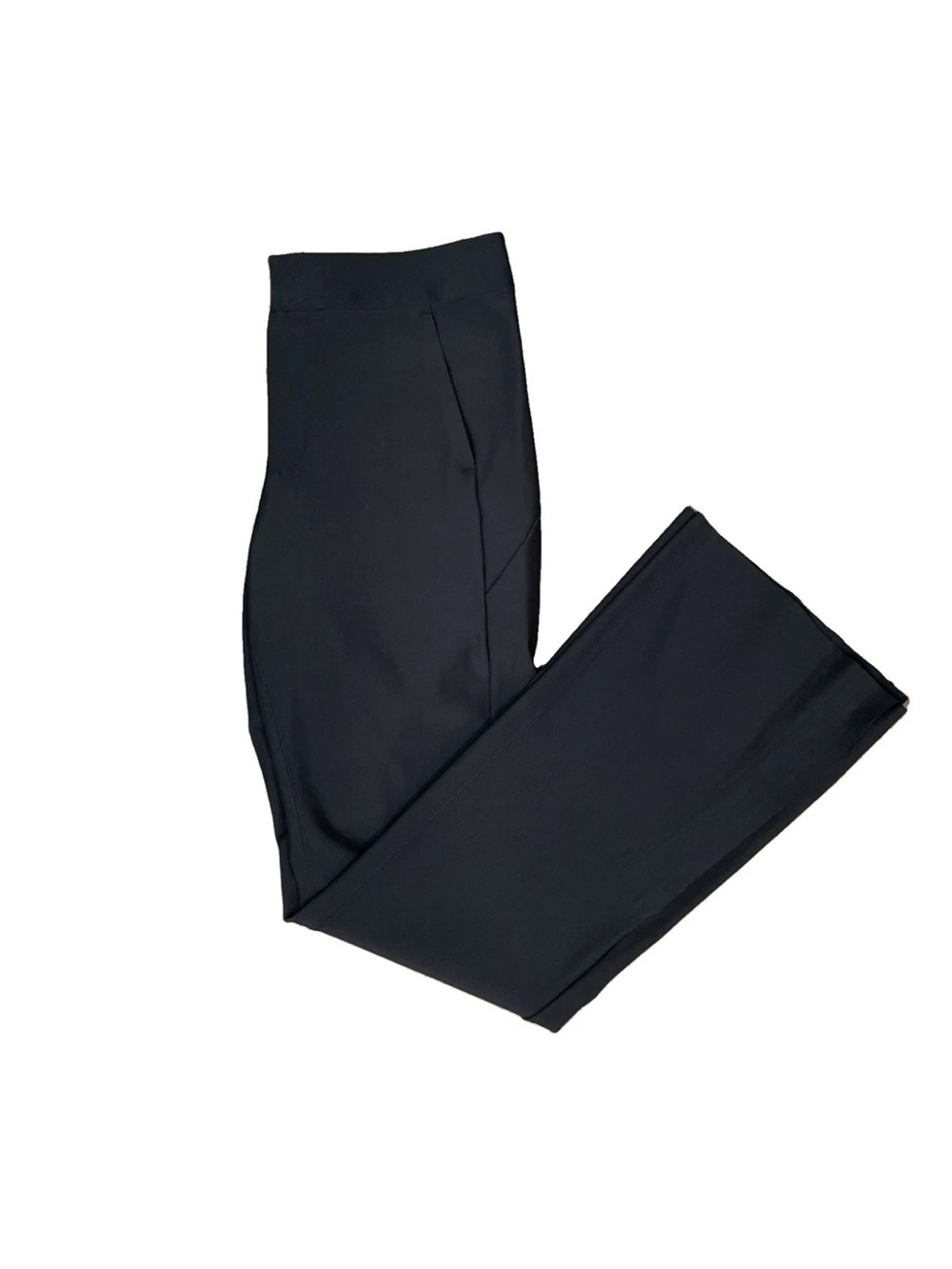 Athleta Stella Flare Trouser Pants Womens 12 Zip Ankles Back Pockets Black